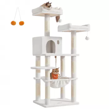 56-Inch Cat Tree: Multi-Level Perches, Posts & Hammock