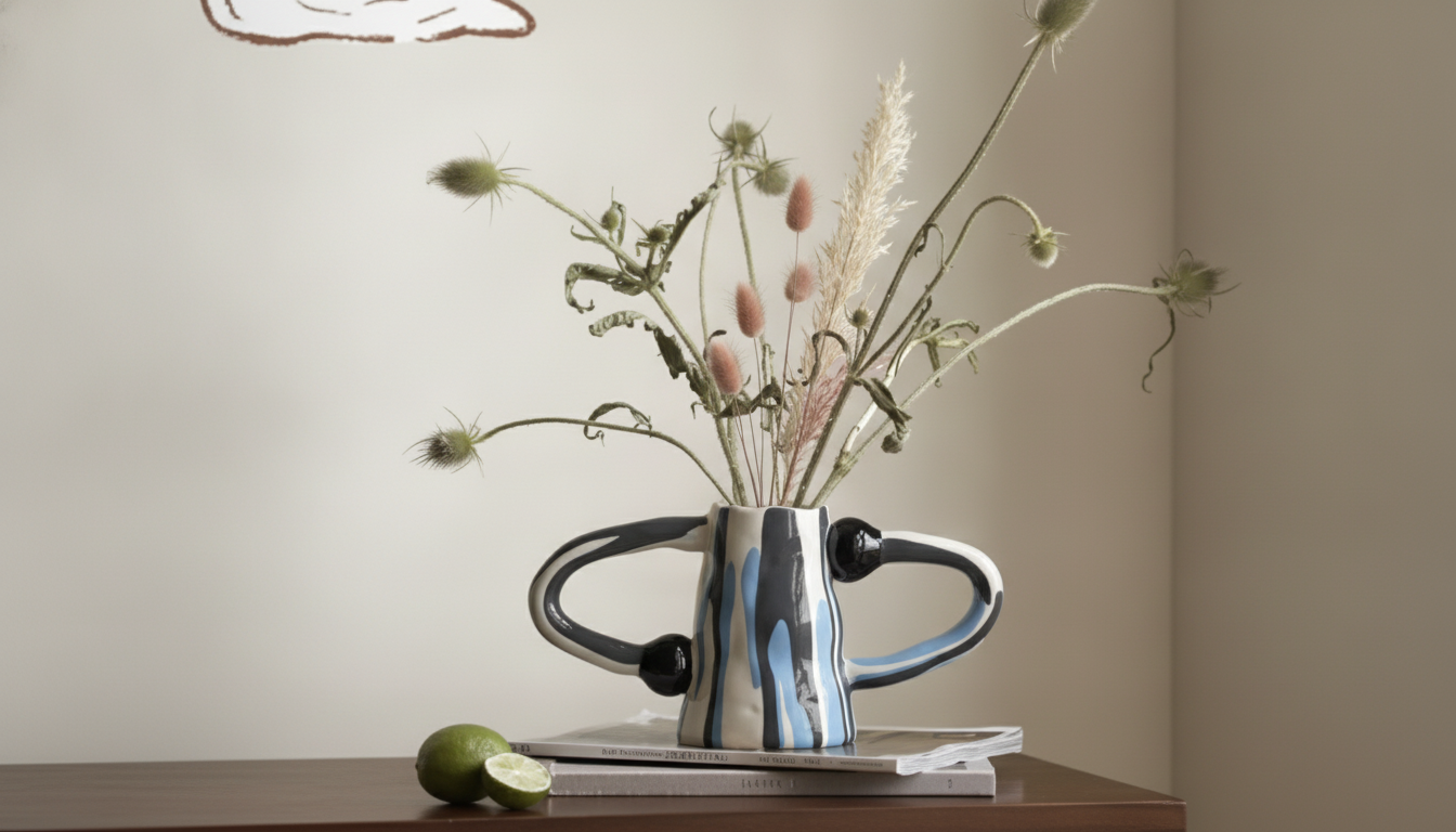 Abstract Streak Resin Vase for Modern Table Styling
