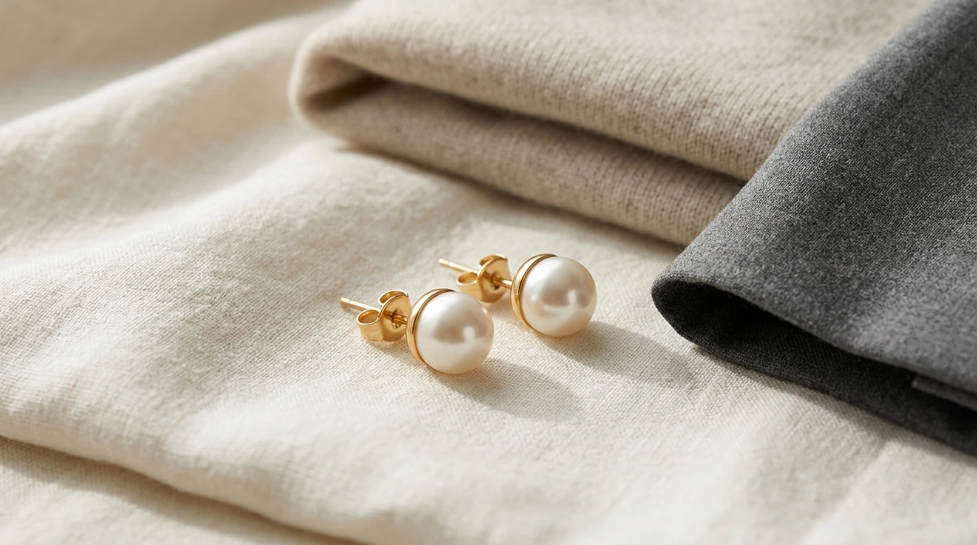 Everyday Pearl Studs: 18K Gold Plated Stainless Steel