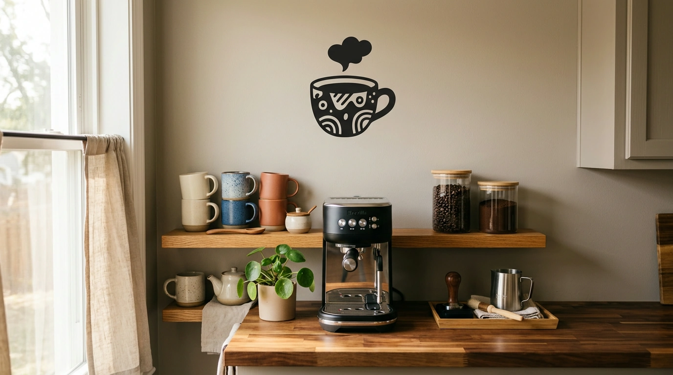 Coffee Cup Wall Decal Ideas for a Cozy Kitchen Coffee Bar