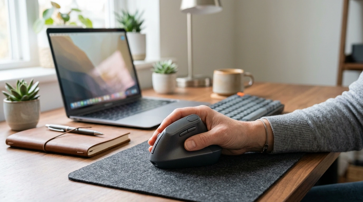Silent Vertical Mouse: Bluetooth & 2.4G, 4000 DPI