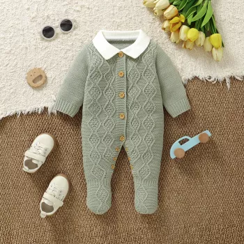 Cozy Footed Knit Baby Romper (Unisex 0–9 Months)